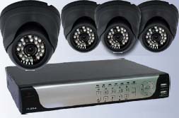 Lasertech 4-Chanel DVR with Four Infrared Night Vision Dome Cameras